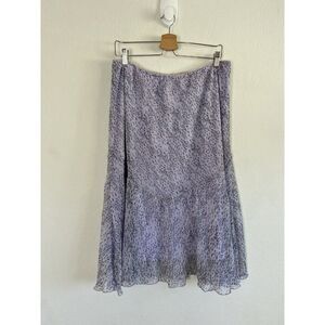 Dressbarn Vintage Y2K Lavender Purple Floral Boho Ruffled Midi Skirt Womens 20W